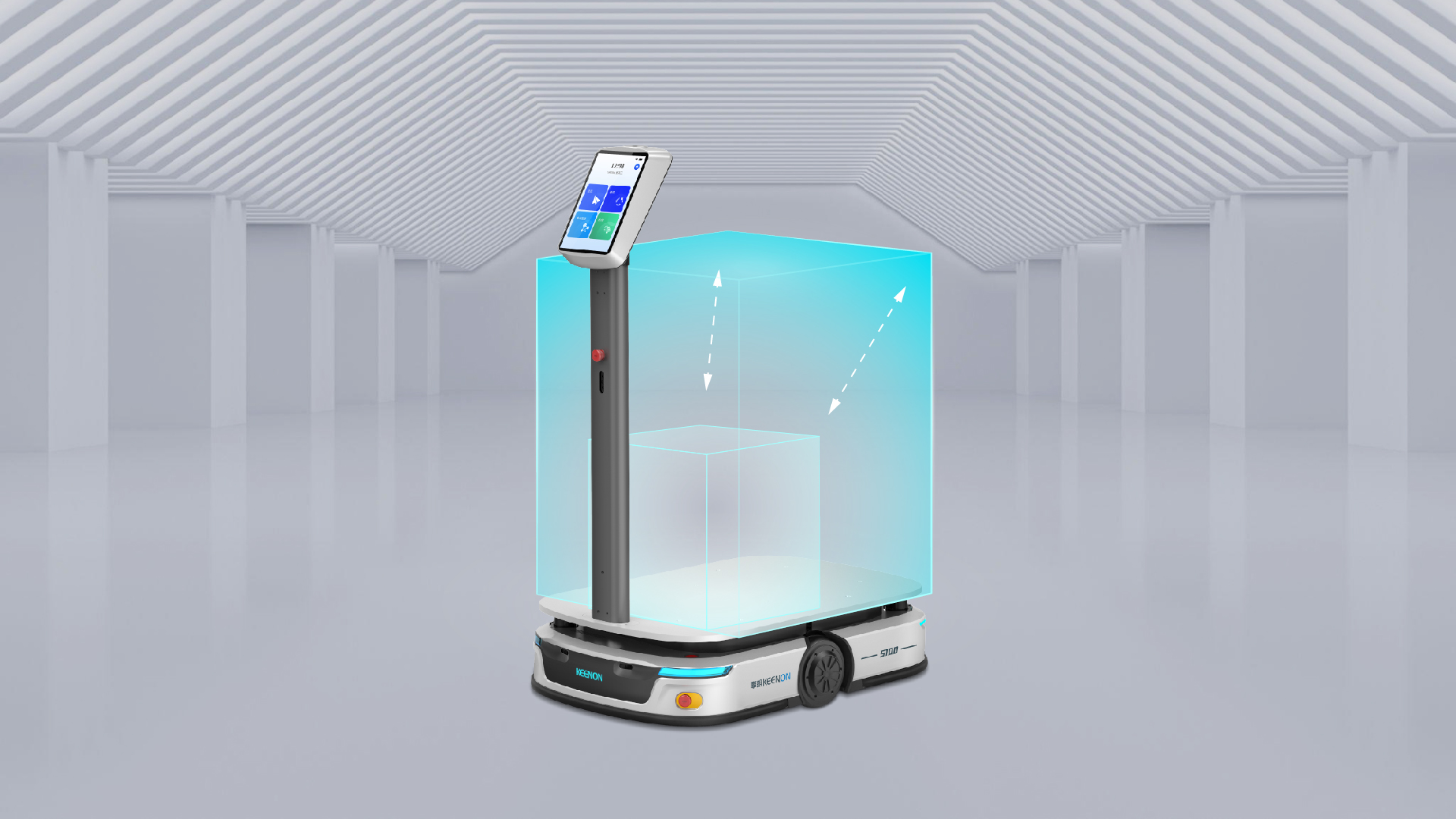 물류 창고에서 자재를 운반하는 로봇나라 산업용 로봇